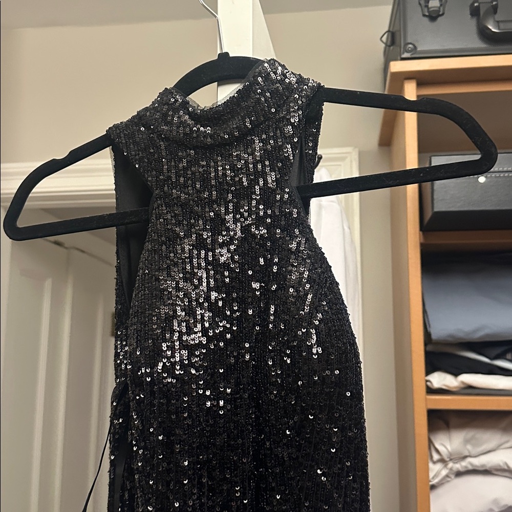 Aqua Black Sequin gown